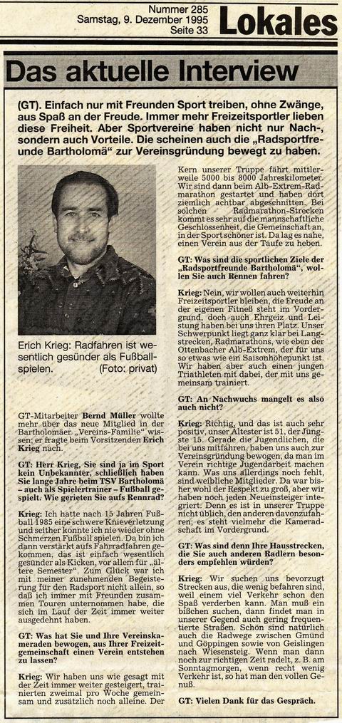 Interview mit dem Vorsitzenden Erich Krieg